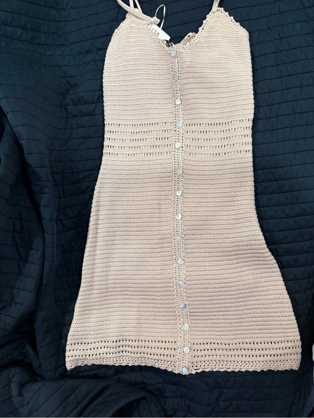 Olive & Oak Beige Crochet Mini Dress